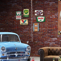 Juego de Letreros Metálicos Vintage de Marca de Gasolina y Aceite para Motor, Decoración Retro para Pared de Garaje, Taller Mecánico o Cuarto de Hombre