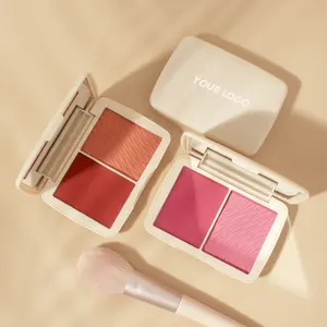  Großhandel Puder creme 2 Blush Palette für schwarze Haut Kein Logo Vegane Grausamkeit Kostenlos Benutzer definiertes Logo Langlebige Pink Blush Palette