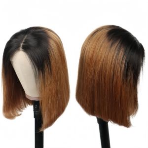 Parrucca Bob Liscia Remy Brasiliana con Capelli Umani, Frontale in Pizzo 13x4, Radice Scura, Pizzo Svizzero Trasparente HD, 10 Pollici, Densità 180%, Senza Colla - Product Image 2