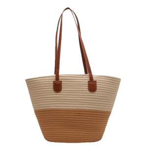 Korean Style Summer Cotton Woven Tote <b>Bag</b> Large Capacity Women's Basket Nordic <b>Straw</b> <b>Bag</b> Everyday Outfits Horizontal Square - Product Image 5