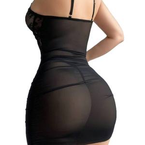 Женское кружевное платье-комбинация с открытой спиной, соблазнительное нижнее белье, летний сексуальный тонкий чувственный комплект для сна, ночная одежда, притягательная пижама - Product Image 6