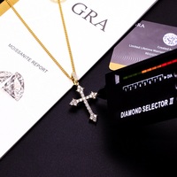 Bijoux fantaisie personnalisés en argent sterling 925 VVS Moissanite Collier pendentif croix Hiphop plaqué or avec pierres précieuses Charmes