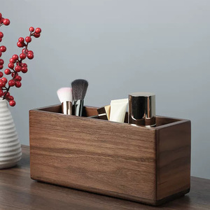 Caja de Almacenamiento de Madera de Nogal Negro para Escritorio, Rectangular, con Tapa Abierta y Compartimentos, Organizador de Oficina - Product Image 3