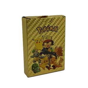 Prix de gros Arrivée 55 Feuilles Anime Japonais Carte Graphique Pokeman Plastique Feuille d'Or Carte