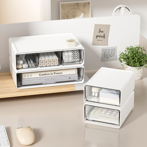Desktop <b>Drawer</b> <b>Storage</b> <b>Box</b> Transparent Organizer For Makeup Office Desk Bathroom Use Rectangle Standing Type 1 Layer - Product Image 2