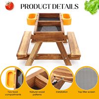 Table d'alimentation pour poulailler BH en bambou, table de pique-nique en bois, ensemble mangeoire et abreuvoir pour volailles avec bols d'eau pour poussins