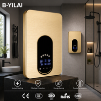 Chauffe-eau électrique instantané B-YILAI couleur or champagne brossé 8800W, vertical, sans réservoir, douche intelligente pour salle de bain de luxe