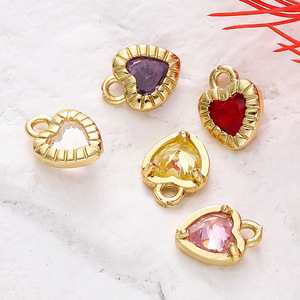Heart Shape Pendant 8.5mm Gold Plated Copper Jewelry Finding For DIY Necklace <b>Bracelet</b> Accessory - Product Image 5