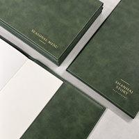 Menu de restaurant personnalisé en cuir PU, estampage à chaud doré, catalogue de menus rigide rembourré pour bistro, cuisine et haute cuisine