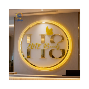 Azienda interna 3D logo della Reception Custom <span class=keywords><strong>Led</strong></span> segno di bordo luce in acrilico segno <span class=keywords><strong>Led</strong></span> in metallo oro retroilluminato <span class=keywords><strong>Led</strong></span> Business Sign - Product Image 6