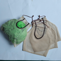 Sac de courses réutilisable en filet à cordon de serrage XIYI, écologique et durable, couleur unie, 45x47cm, pour fruits et rangement de cuisine