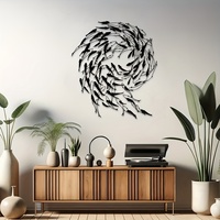 Décoration murale en métal Art Déco, motif poisson, 13,7x15,7 pouces, sculpture moderne pour maison de bord de mer, thèmes animaliers Journée de la Terre