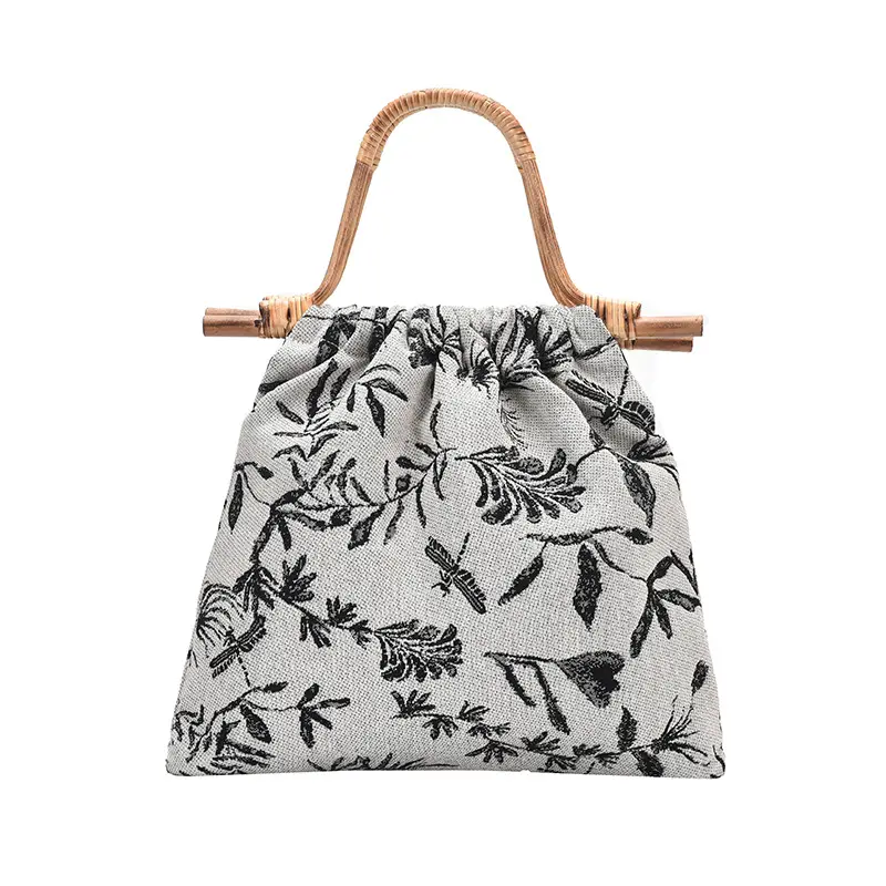Весенняя женская сумка-тоут с вышивкой в китайском стиле, роскошная элегантная многоразовая жаккардовая сумка с бамбуковой ручкой