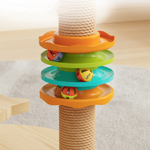 Tour d'arbre à chat en bois plateau tournant jouets pour chat cadre d'escalade interactif arbre à chat de luxe - Product Image 4