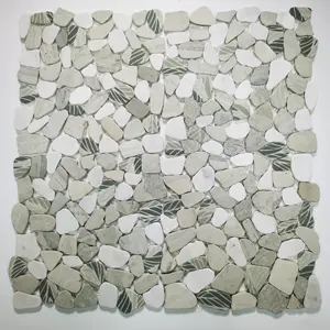 Pebble Mosaic Marble Mosaic Mixed Colors Indoor Wall And Floor Stone Ceramic Tiles Peel And Stick Wall Tile