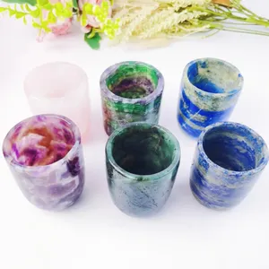 Custom Natural Hand Carved Crystal Crafts Crystal Cup Labradorite Lapis Rose Quartz Dream Amethyst Cup For Gift