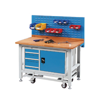Table mobile en métal pour le travail du bois avec tiroirs et table à outils mobile pour le travail du bois établi de rangement avec roues
