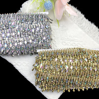 Vente chaude 3cm Or Argent Luxe Strass et Cristal Garniture Frange Or Gland Garniture