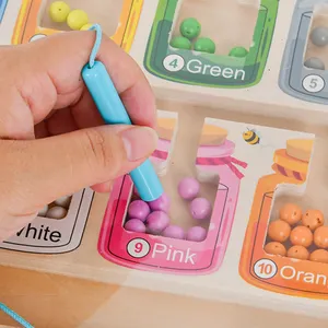 Soli bambini belle capacità motorie giocattolo di apprendimento numero di colore magnetico Maze, legno magnete bordo puzzle bambino contando giochi di corrispondenza