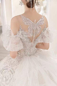 Abito da <span class=keywords><strong>sposa</strong></span> principale con spalle scoperte <span class=keywords><strong>sposa</strong></span> grande ragazza piccola francese abito da <span class=keywords><strong>sposa</strong></span> leggero da sogno - Product Image 6