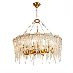OEM Salle de séjour Hôtel Villa Plafond Cascades de glace Pendentif rond Lumières lustres en cristal plafond de luxe - Product Image 6