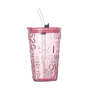 STARLII Gobelet en <span class=keywords><strong>verre</strong></span> coloré bon marché de 480ml <span class=keywords><strong>avec</strong></span> <span class=keywords><strong>paille</strong></span> - Product Image 1