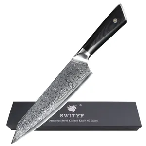 440c chef knife damascus steel 67 layers damascus knife