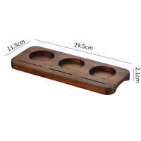 Bandeja de Madera de Nogal Personalizada para Tres Bebidas, Café, Té, con Ranura para Tarjetas, para 2/3 Tazas