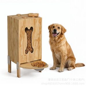 Caja de almacenamiento de comida para perros de madera con tazón extraíble, estación de alimentación oculta para mascotas, uso en interiores y exteriores - Product Image 4