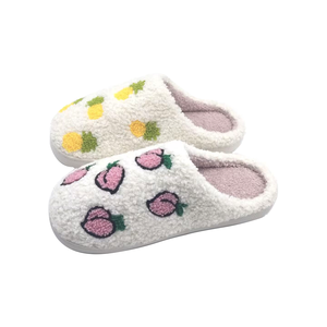 Mules para Mujer al por Mayor, Parte Superior de Felpa Teddy, Entresuela de Terciopelo, Suela de TPR con Bordado, Antideslizantes, Térmicas, con Amortiguación Gruesa - Product Image 1