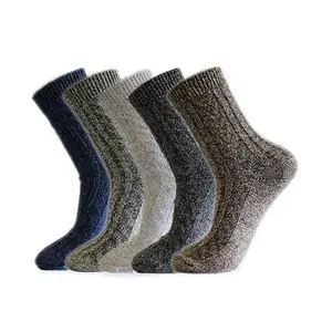 JX-II-1423 calzini dal design personalizzato autunno/inverno calzini a tubo a forma di V a doppia spilla in lana di coniglio tinta unita da uomo