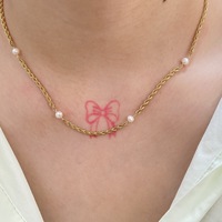 Mode rétro 18k chaîne en or électrolytique titane acier perle d'eau douce chaîne torsadée collier