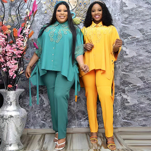 Ensemble deux pièces chemise et pantalon crayon pour <span class=keywords><strong>femme</strong></span>, style OL africain, grande taille, style européen et américain, pour le commerce extérieur - Product Image 4