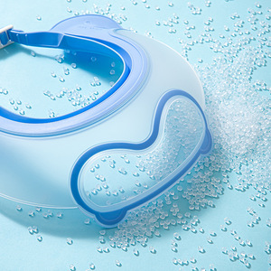 Gorro de baño para bebé con gafas protectoras, gorro de ducha impermeable ajustable para niños, color azul - Product Image 2