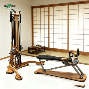 Tour de poulie Pilates 2-en-1 en bois d'érable SAERDE pour le fitness corporel, le renforcement des épaules, utilisation en studio, réglable, écologique, livré - Product Image 1