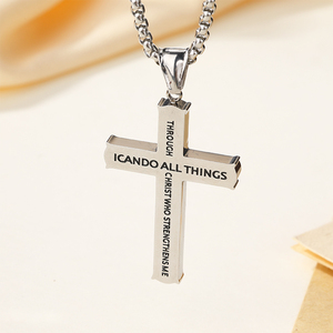 Collana di gioielli amuleti Unisex alla moda collana con ciondolo croce cristiana lucida In acciaio inossidabile lucida collana con ciondolo In-Stock - Product Image 2