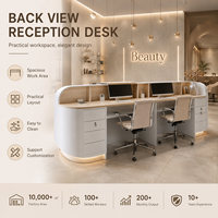 Comptoir de réception moderne incurvé avec éclairage LED, comptoir de réception de salon de luxe, bureau d'accueil personnalisé