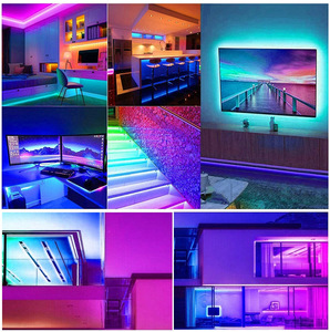 Bandes lumineuses LED RGB 120 LED/m, télécommande USB, PCB noir 4 mm, DC 12V, guirlandes lumineuses flexibles d'intérieur avec télécommande IR - Product Image 5