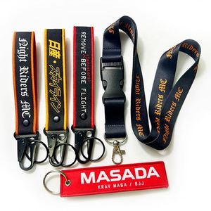 <b>Custom</b> Printed Logo Woven Lanyard Embroidery Carabiner Keychain Short <b>Key</b> Tag With Eagle Mouth Hook - Product Image 3