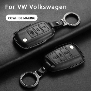 Funda de cuero para llave de coche para VW Volkswagen Golf 7 MK7 Tiguan MK2 PASSAT PHEV Skoda Octavia Kodiaq Karoq Seat Ateca <span class=keywords><strong>Leon</strong></span> - Product Image 4