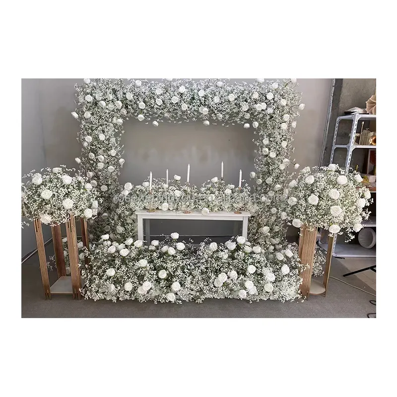 Wholesale Customized Wedding Arrangement Decoration Artificial Babys Breath Floral Table Runner Flower Row Set