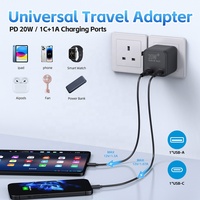 Worldplug - Adaptador de Viaje USB PD QC de 20 W, Tamaño Mini, Adaptador Universal Internacional con 1A1C