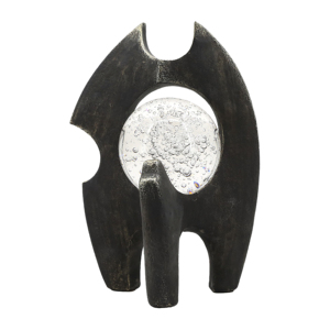 Scultura Astratta in Resina con Inserto in Vetro, Decorazione Moderna per Casa e Ufficio, Esposizione su Mensola - Product Image 1