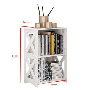Scaffale portaoggetti multifunzionale da comodino in PVC e legno, semplice scaffale combinabile per libri e oggetti - Product Image 5