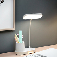 Lampe de bureau tactile rechargeable multifonctionnelle moderne à col de cygne flexible, alimentée par courant continu, pour bureau, étude, chevet, avec porte-stylo et veilleuse