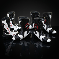 Bottes de moto en cuir pour hommes, fermeture éclair, mi-mollet, légères, respirantes, logo et couleur personnalisés, chaussures de course et de tourisme
