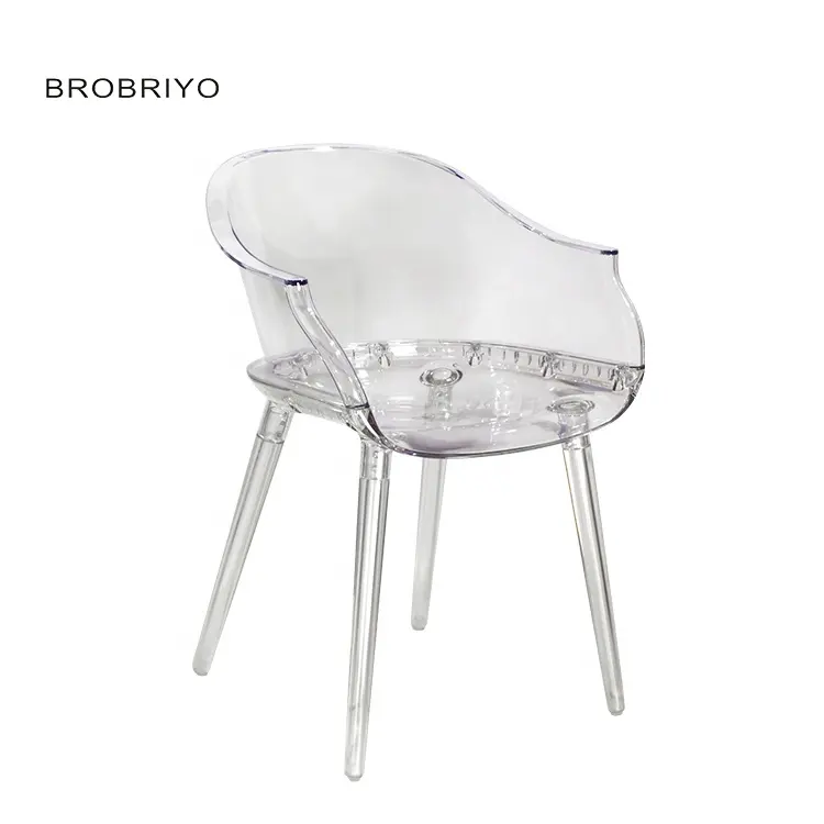 Design moderno nórdico plástico PC chaise claro cristal transparente poltrona shell jantar cadeira