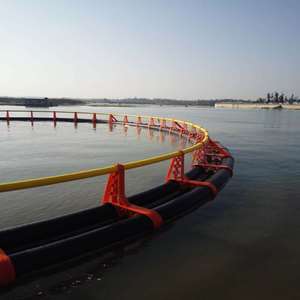 กรงเลี้ยงปลาแบบลอยน้ำทรงกลมขนาดใหญ่ ทำจากท่อ HDPE พร้อมตาข่ายและแท่นทำงาน - Product Image 1