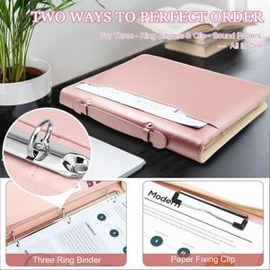 Carpeta Portafolio de Piel Sintética con Asa y Cremallera, Organizador de 3 Anillas, Tarjetero, Cuaderno Profesional para Hombre - Product Image 6