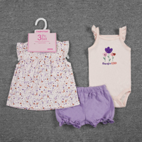 Ensemble 3 pièces Bulala été style européen-américain coupe-vent T-shirt, pantalon et barboteuse pour bébés nouveau-nés unisexe 3-18 mois